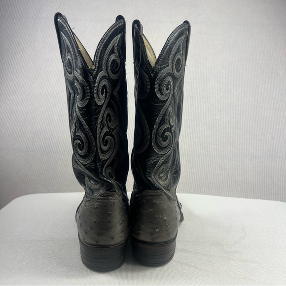 Vintage Dan Post Ostrich Leather Western Cowboy Boots - Picture 4 of 8